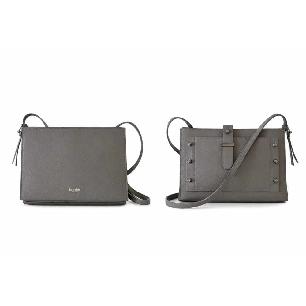 Botkier Warren City Crossbody Bag Smoke Grey Pebbled Leather 22F1797‎ ALSMK NEW